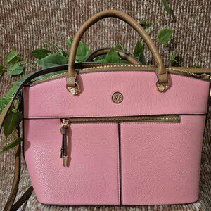 Anne Klein Parker Dome Satchel in pink with brown trim New w/o tags